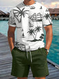 Men's Casual Hawaiian Print T-Shirt and Shorts Set