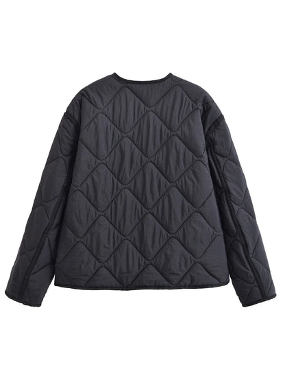 Solid Single-Breasted O-Neck Jacket for Women