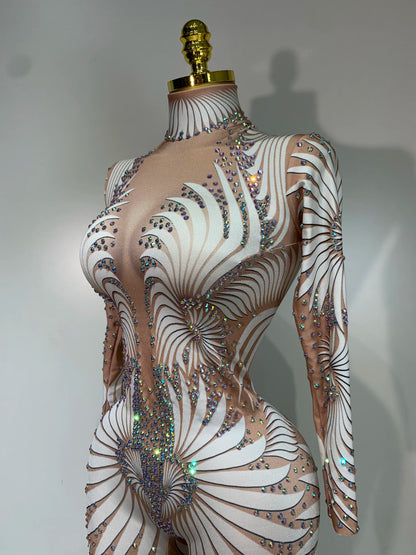Sparkly Diamond Mesh Jumpsuit for Women