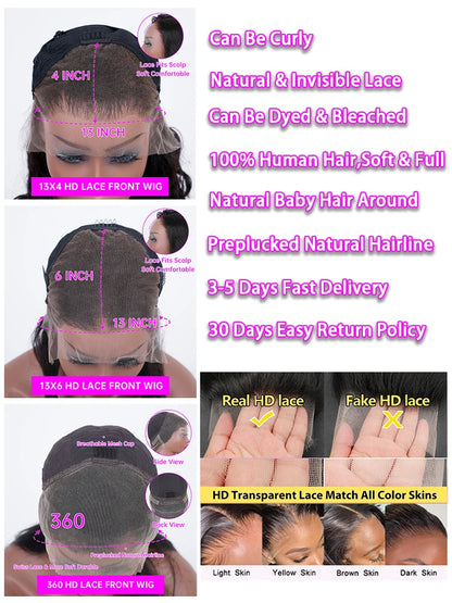 Body Wave 13x6 HD Transparent Lace Frontal Wig