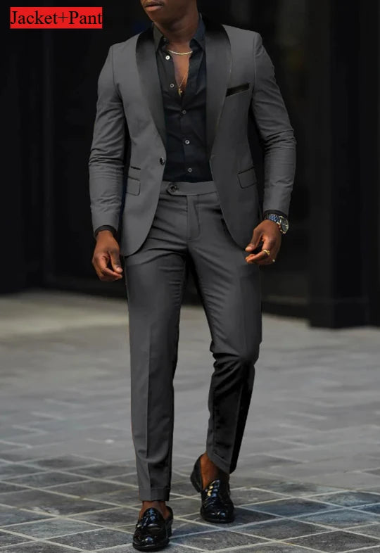 Men Slim Fit Tuxedo Suit for Weddings and Parties