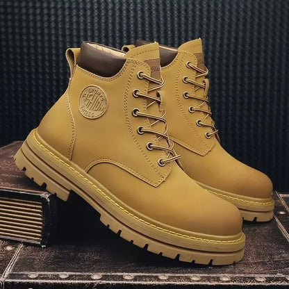 High Top Leather Motorcycle Boots for Men