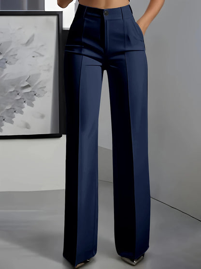 Women High Waisted Wide Leg Black Trousers