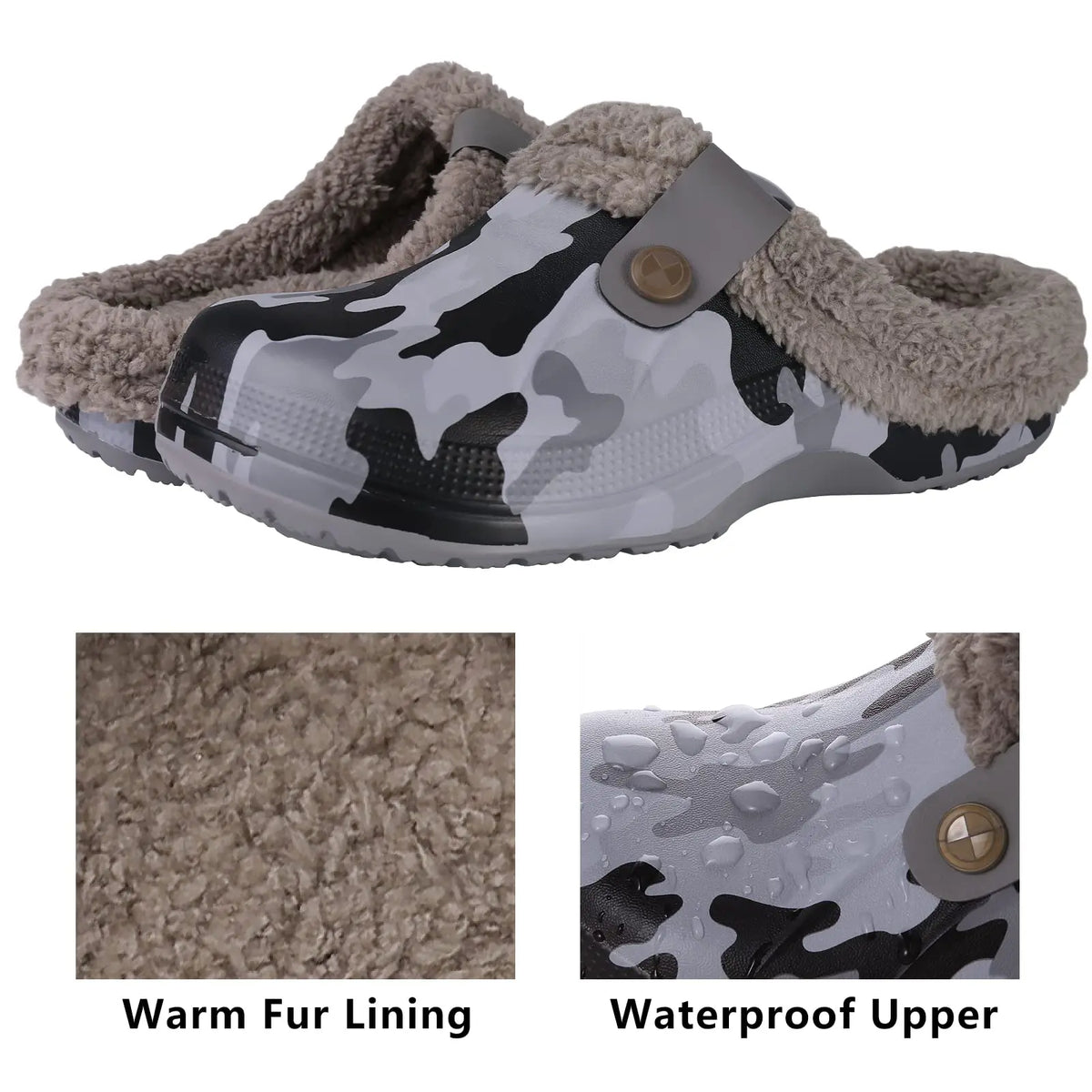 Litfun Winter Plush Furry Clogs Slippers for Women