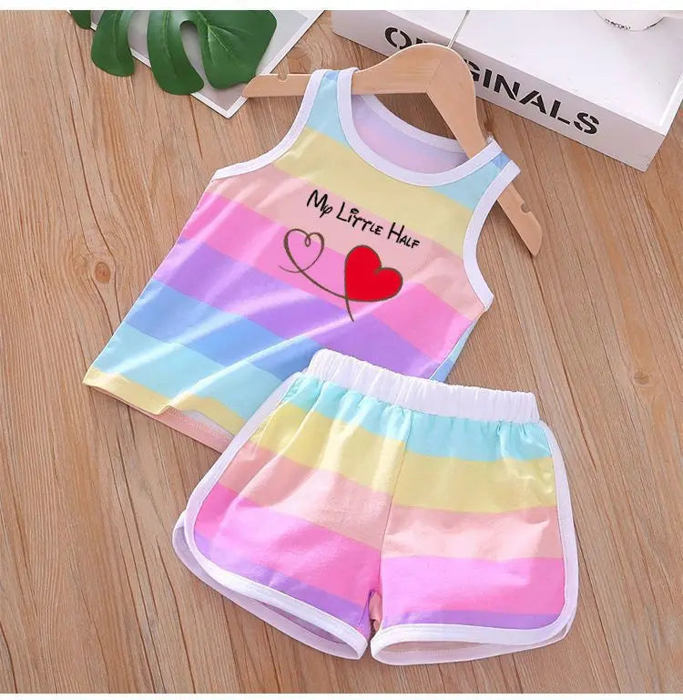 Cartoon Printed Vest and Shorts Set for Kids