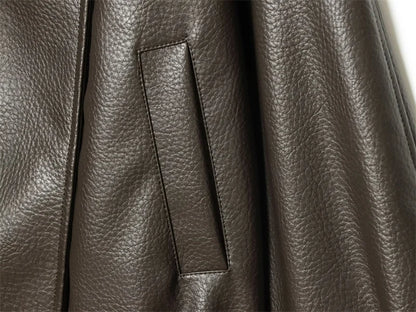 Black Long Sleeve Faux Leather Motorcycle Jacket