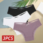 3PCS Women Cotton Lace Brazilian Panties Set S-XL