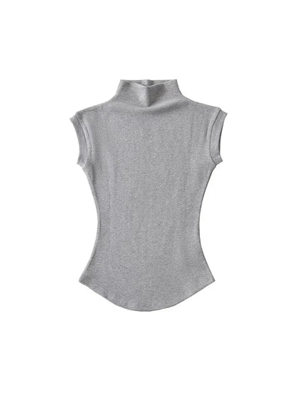Women Summer Turtleneck Sleeveless Slim Fit Top