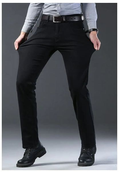 Men's Slim Black Denim Jeans with Slight Stretch