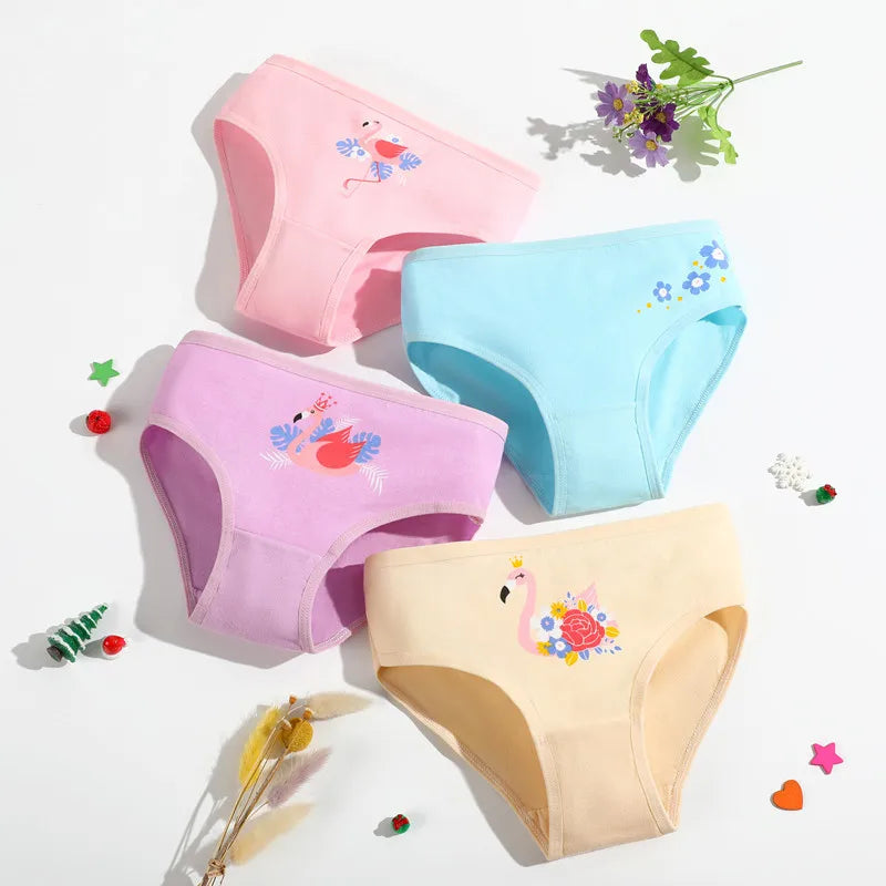 Cotton Cartoon Unicorn Print Girls Panties Set