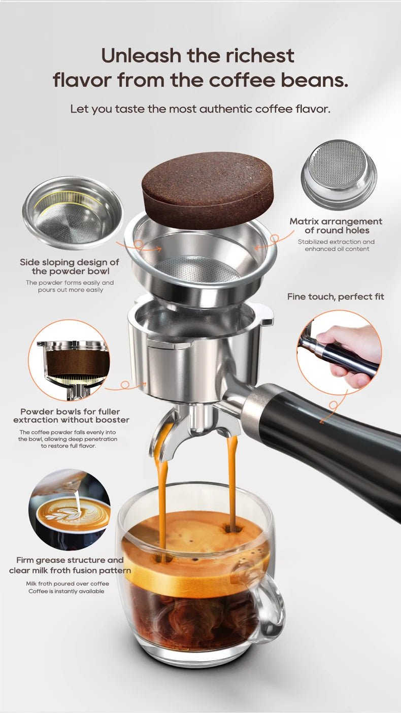 HiBREW 20Bar Semi Automatic Espresso Machine Stainless Steel