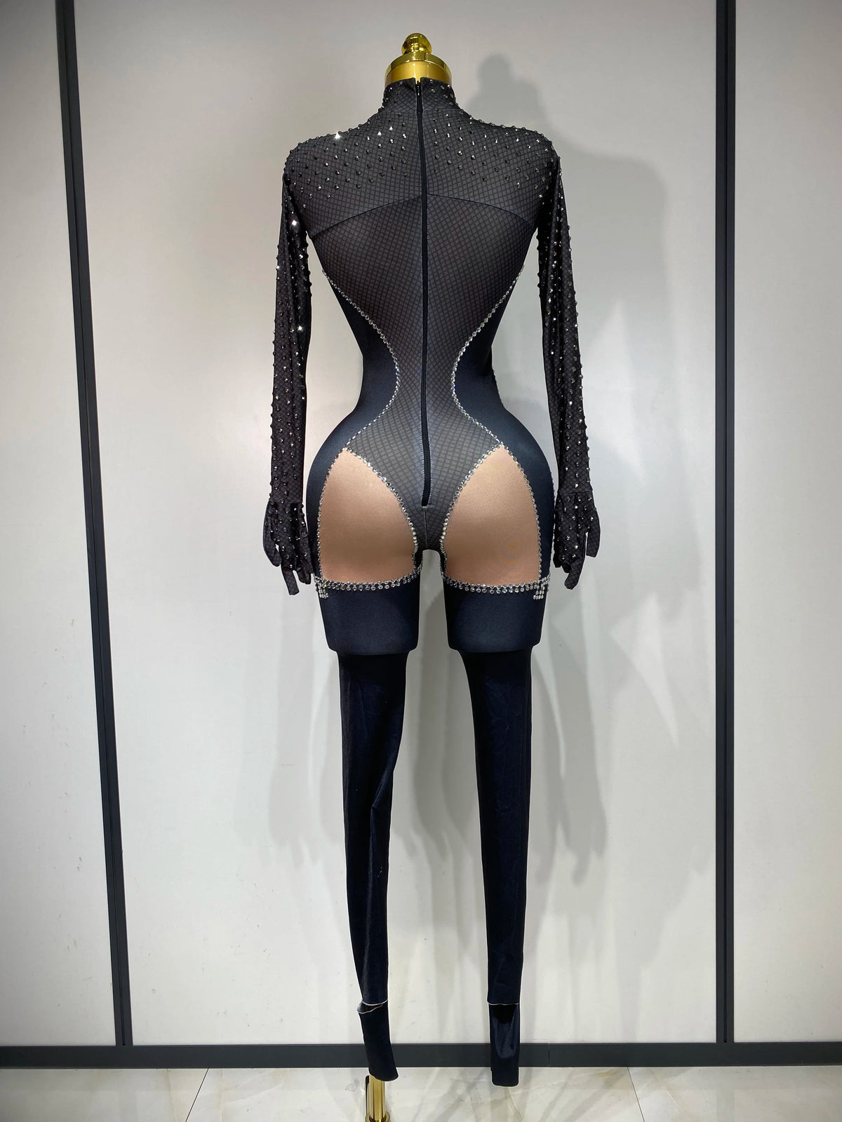 Sparkly Diamond Mesh Jumpsuit for Women