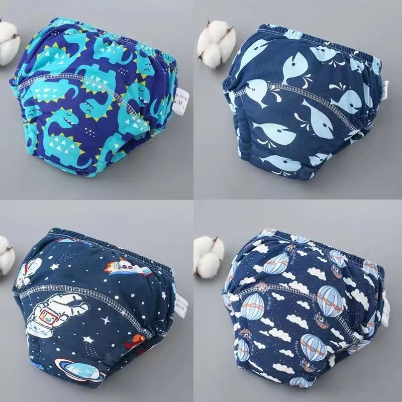 4PCS Reusable Cotton Baby Diapers for Potty Training