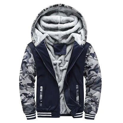 Men's Camouflage Winter Jacket Fleece Long Sleeve Coat