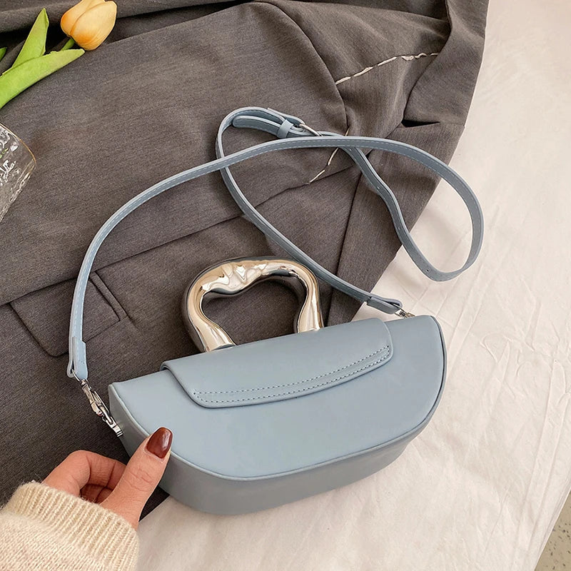 Solid PU Shoulder Bag with Hasp Compartment