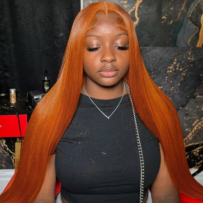 Brazilian Straight Ginger Orange Lace Front Human Hair Wig