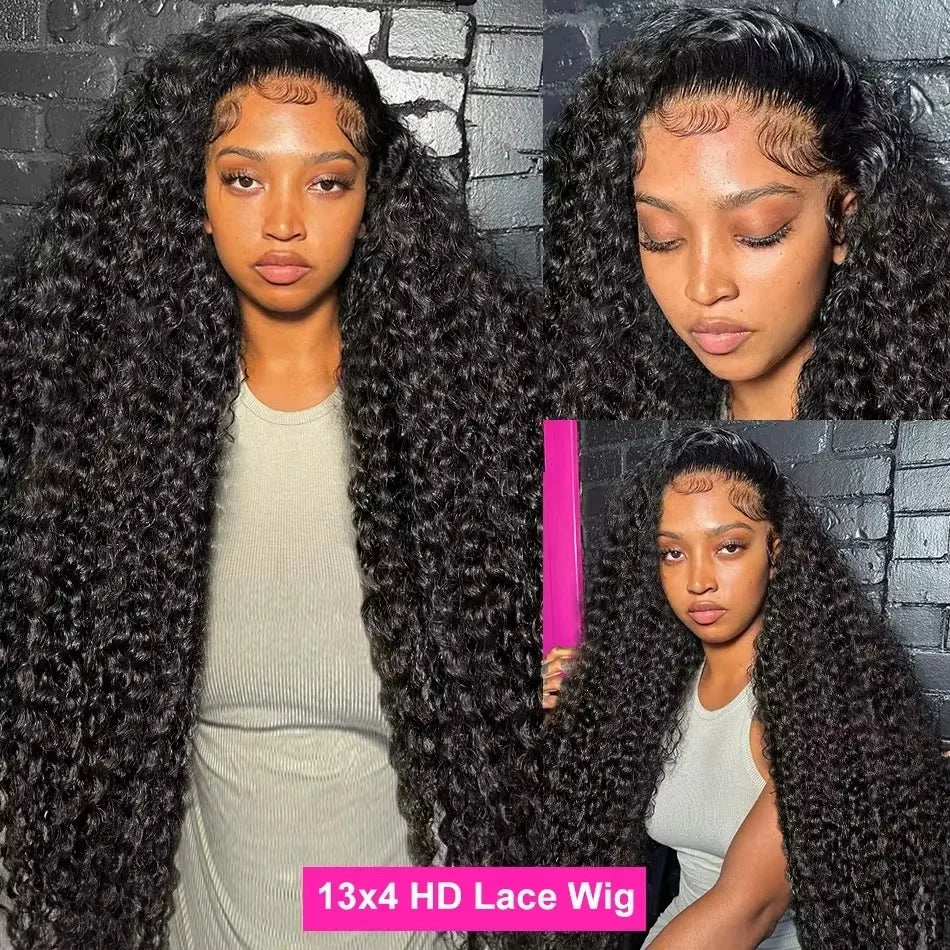 Water Deep Wave Human Hair Lace Front Wig 30 Inch
