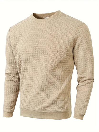 Men's Casual Jacquard Check Pullover Sweatshirt