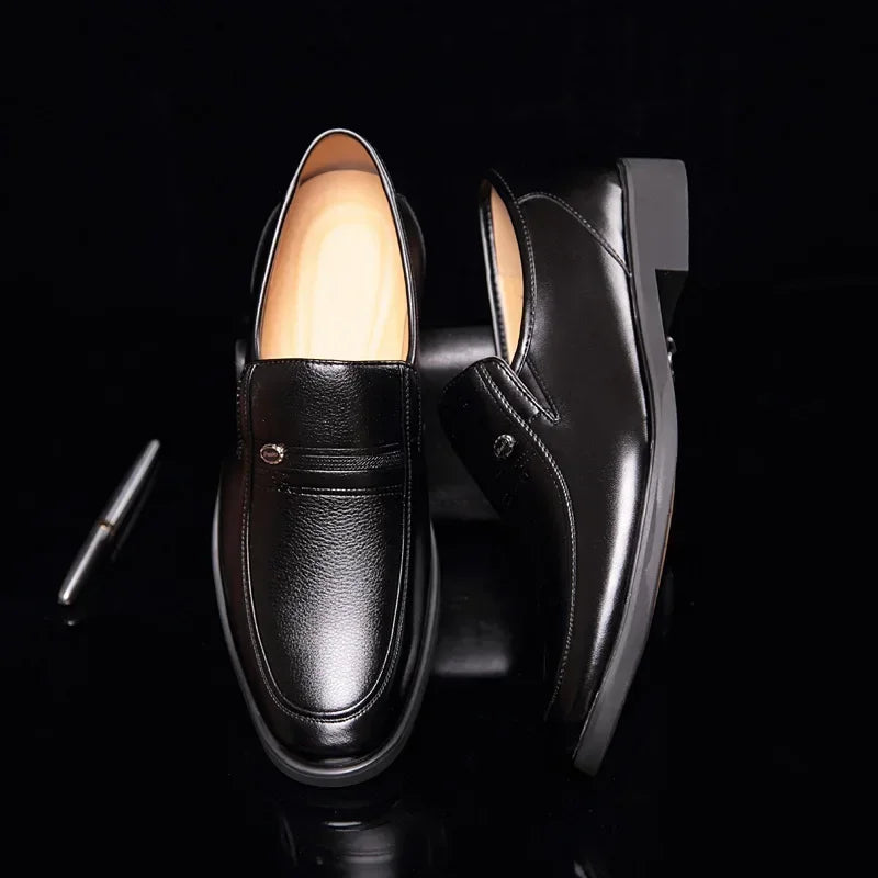 Leather Black Slip-On Loafers for Men Plus Size 38-44