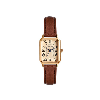Fashion Retro Square Leather Strap Quartz Watch for Women