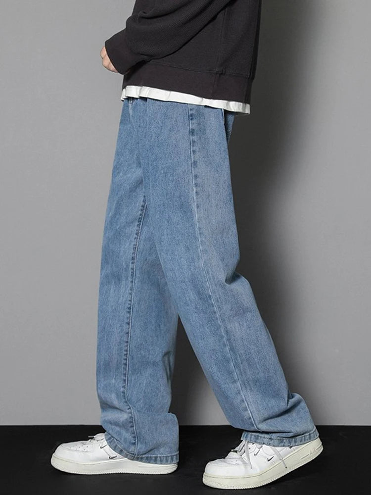 Men's Casual Straight Denim Jeans in Light Blue