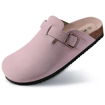Comwarm Women's Suede Mules Slippers with Cork Insole