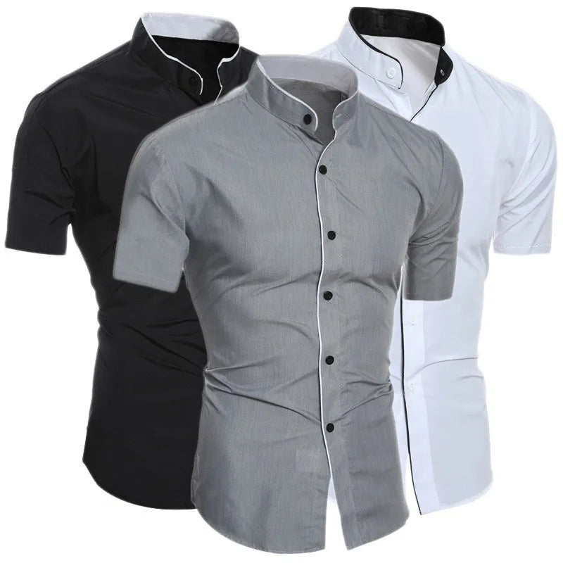 Men's Casual Short Sleeved Shirt in Solid Color