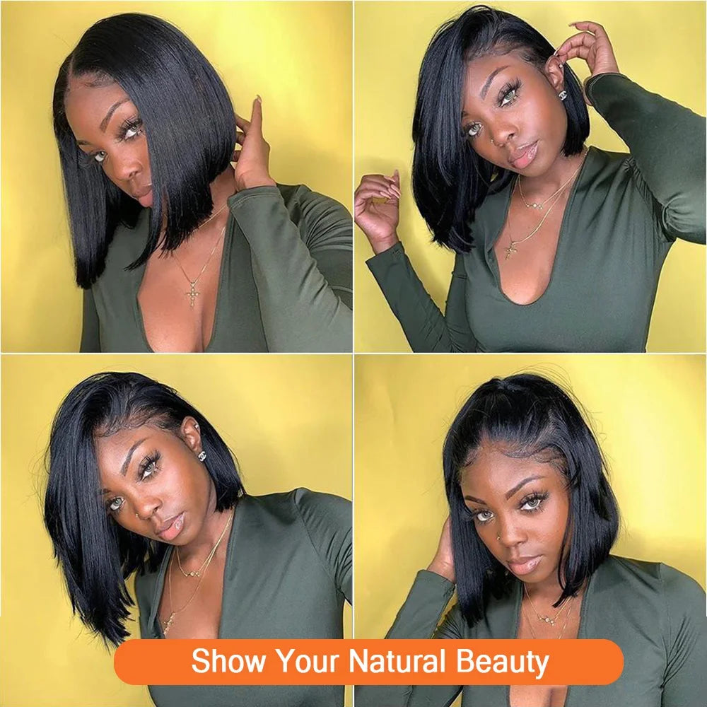 13X4 Bob Wig Straight Human Hair Lace Front Wig