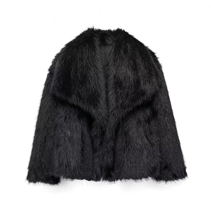 Cropped Faux Fur Jacket Coat for Women