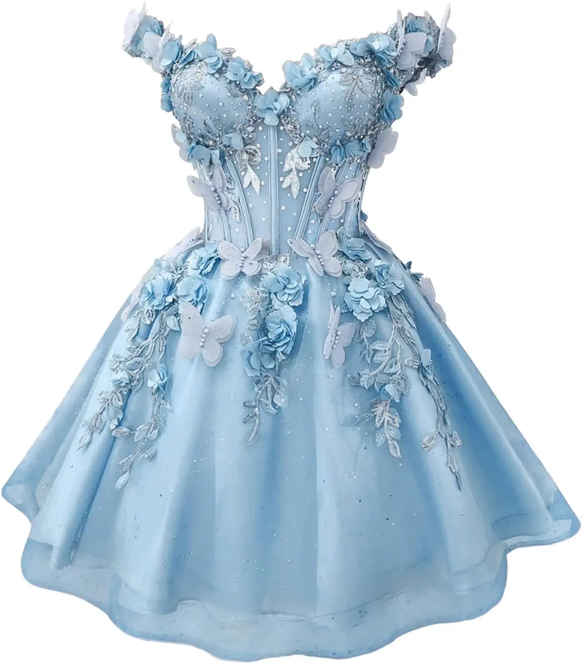 Butterfly Short Off Shoulder Prom Dress for Teens