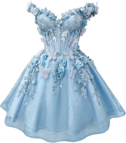 Butterfly Short Off Shoulder Prom Dress for Teens
