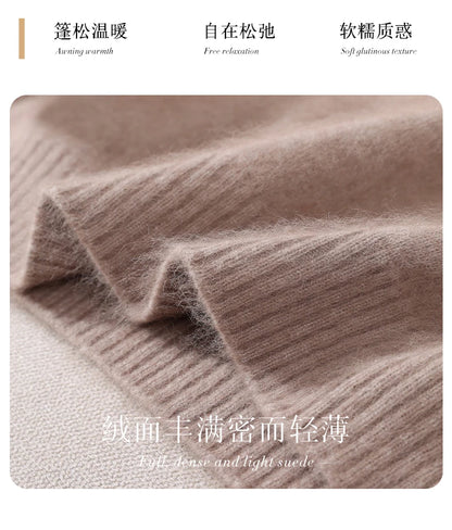 Mink Fur High Collar Pullover Sweater for Women