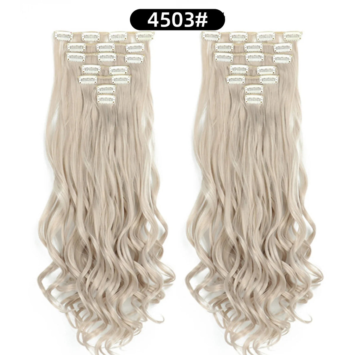 22 Inch Curly Wavy Clip In Hair Extensions Synthetic
