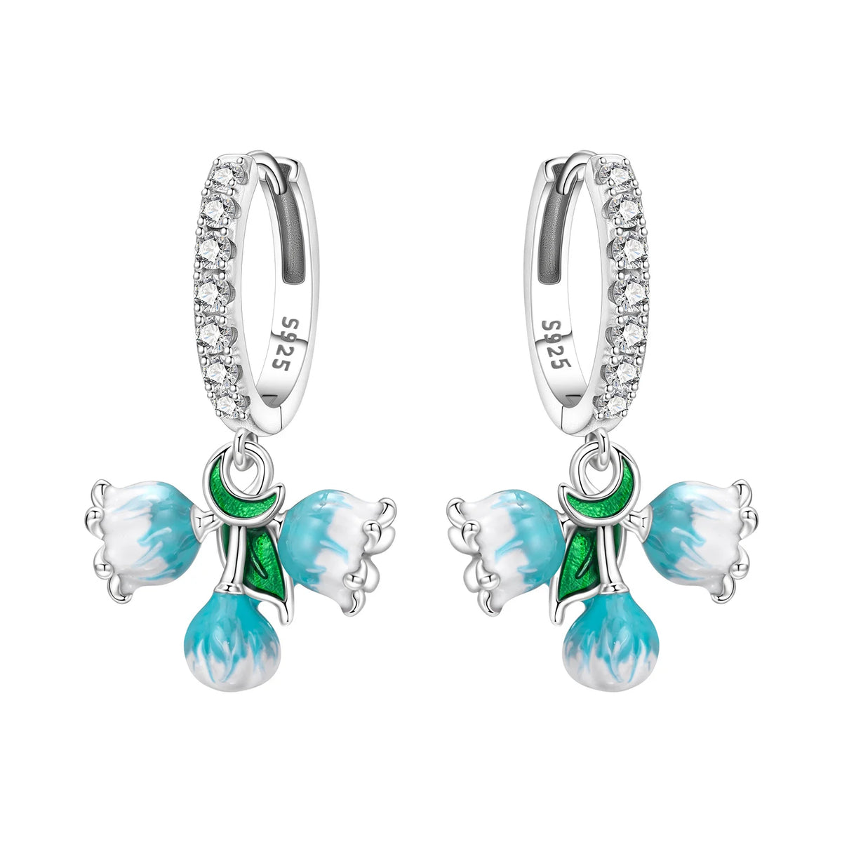 S925 Sterling Silver Iris Flower Hoop Earrings for Women