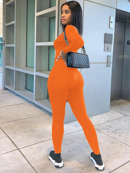 Dulzura Women Long Sleeve Bodycon Jumpsuit Overall