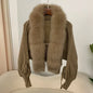Knitted Cardigan Coat for Women with Real Fox Fur