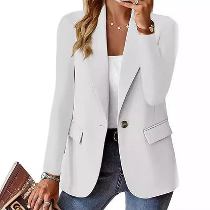 Women's Solid Button Blazer Coat Casual Office Jacket