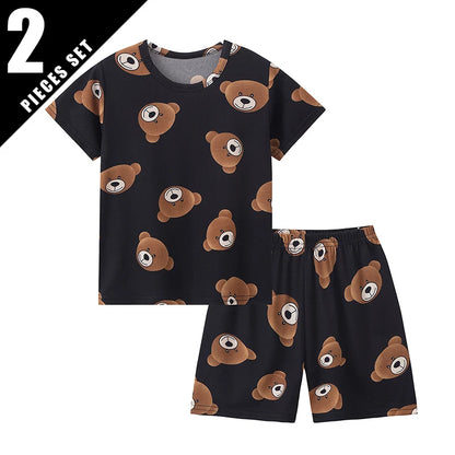 Children's Casual Joker Bear Print Pajama Set