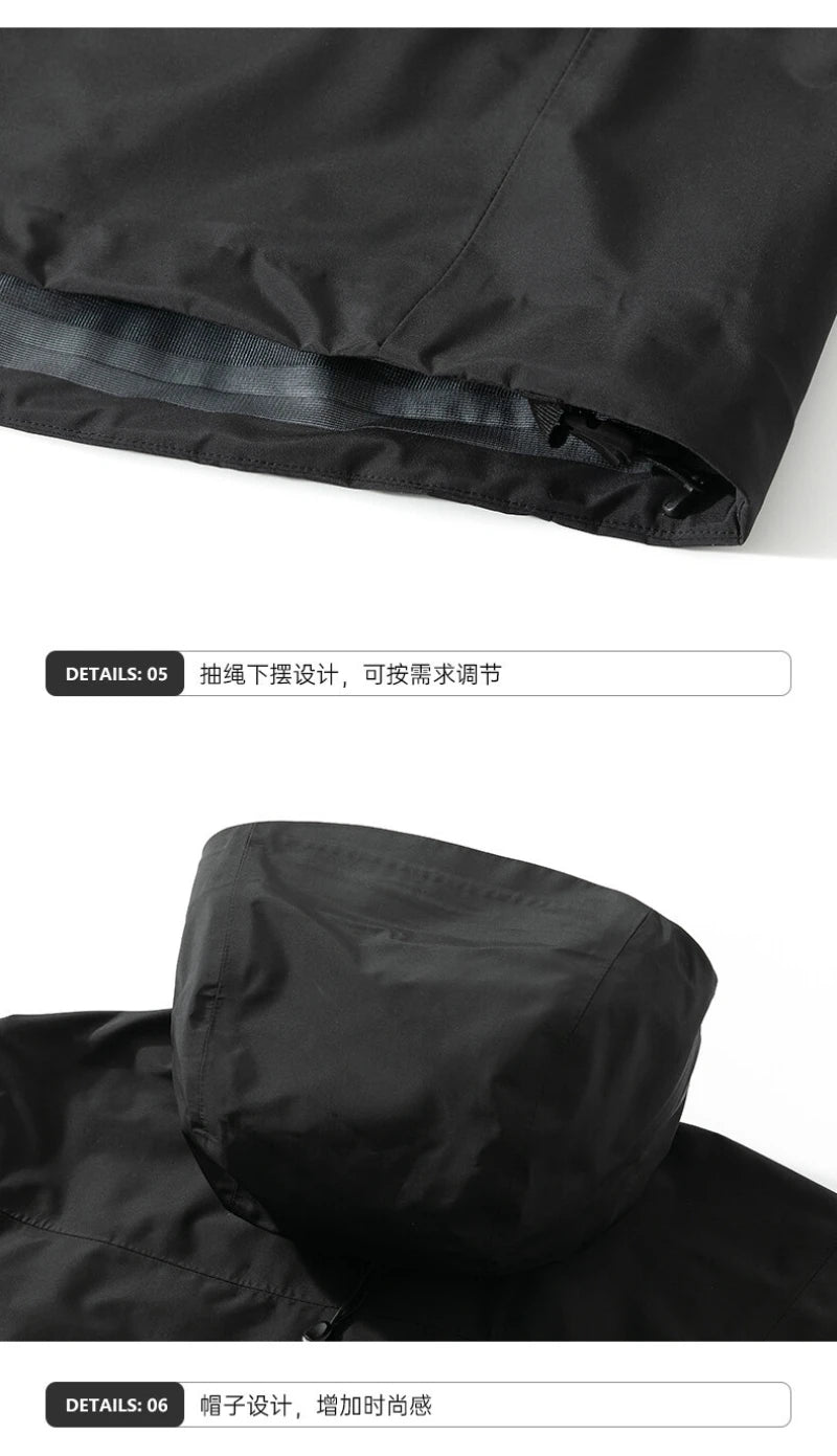 Three Layer Waterproof Windbreaker Jacket for Camping