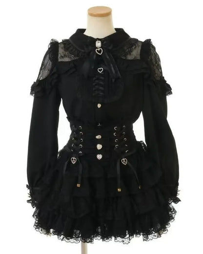 Japanese Sweet Lolita Mini Skirt Women Retro Lace Skirt