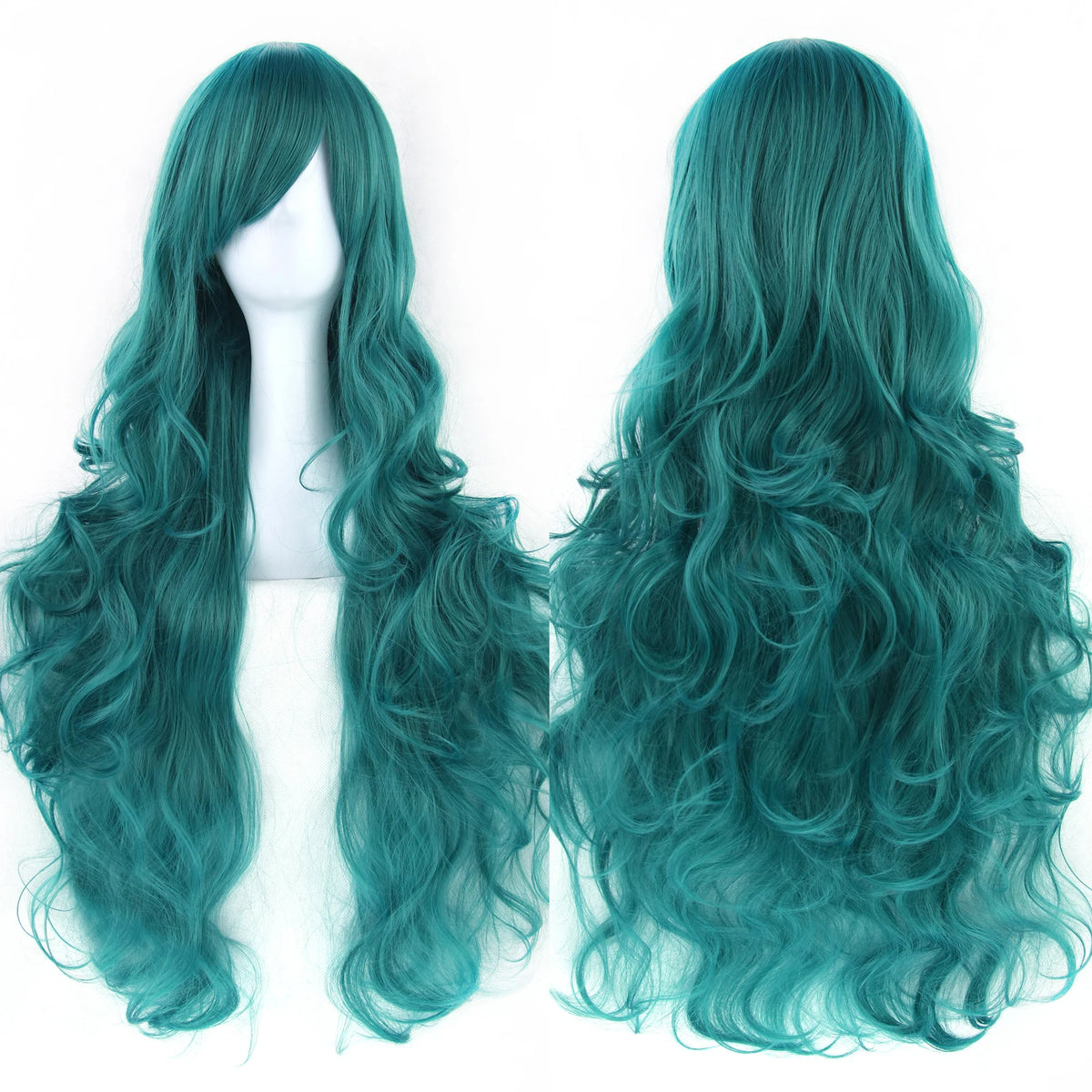 Soowee Curly Long Green Synthetic Hair Wig for Women