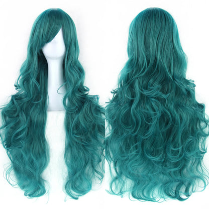 Soowee Curly Long Green Synthetic Hair Wig for Women