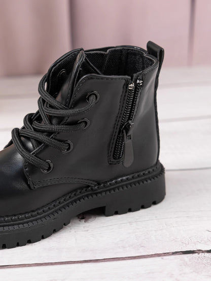 Waterproof PU Leather Children's Lace-up Boots