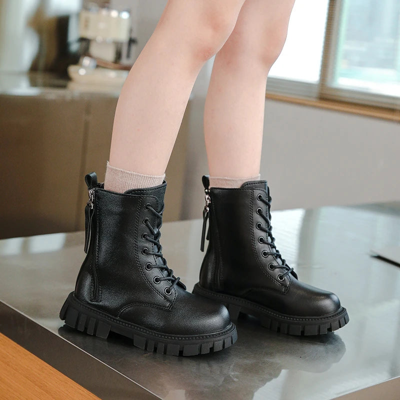 Comfortable Round Toe Thick Soled Riding Boots for Girls