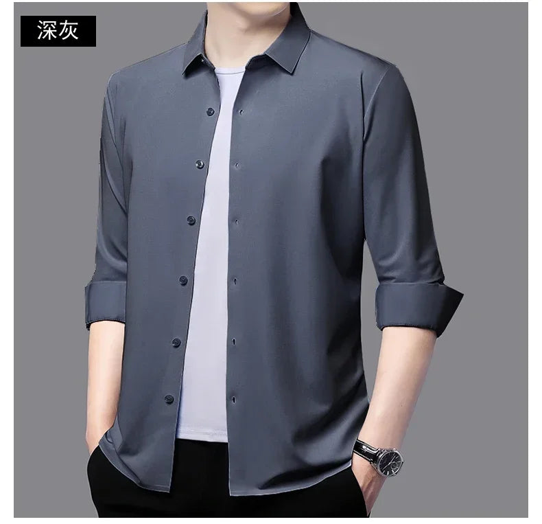 Men's Ultra-Stretch Slim-Fit Long Sleeve Shirt