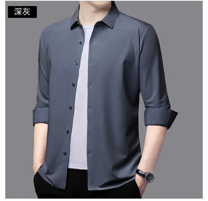 Men's Ultra-Stretch Slim-Fit Long Sleeve Shirt