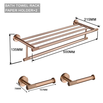Brushed Rose Gold Metal Bath Hardware Set