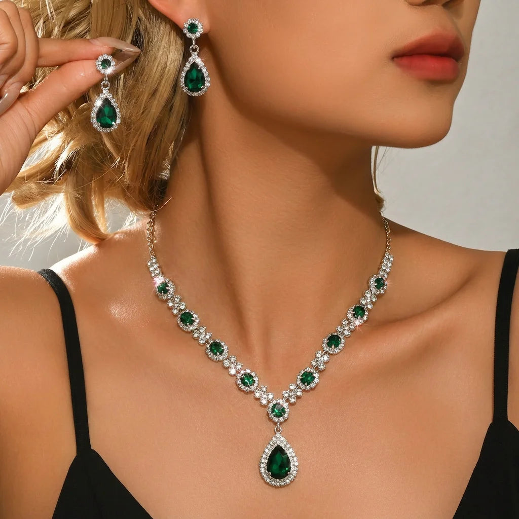 Water Drop Necklace and Earrings Set for Women