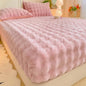 Fluffy Plush Fitted Bed Sheet Rabbit Fleece Solid Color