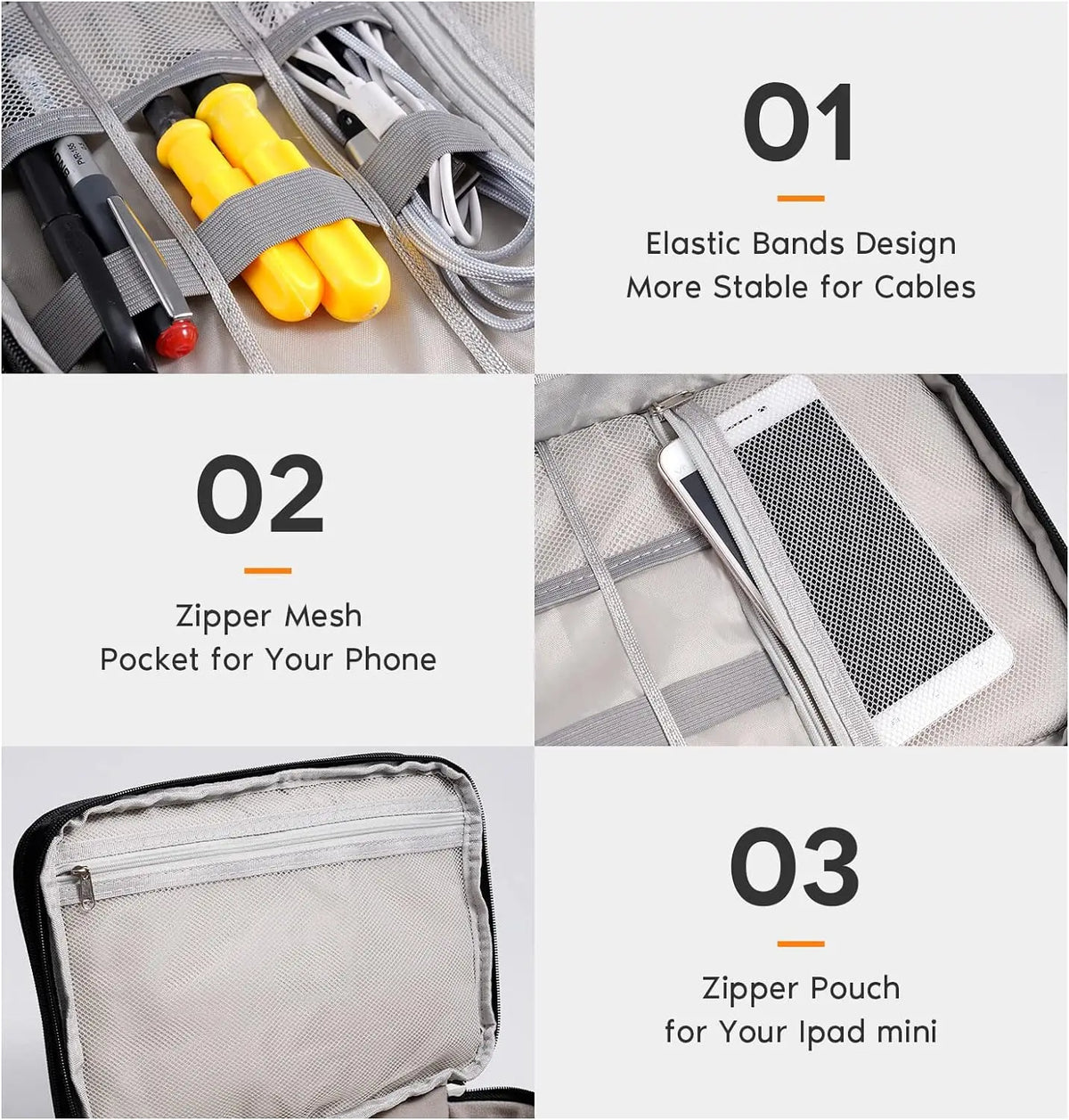 Leather Cable Storage Bag Waterproof Organizer